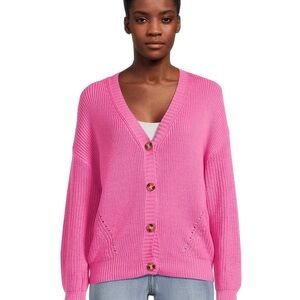Time&Tru, Pink Button-Up Women's Sweater
